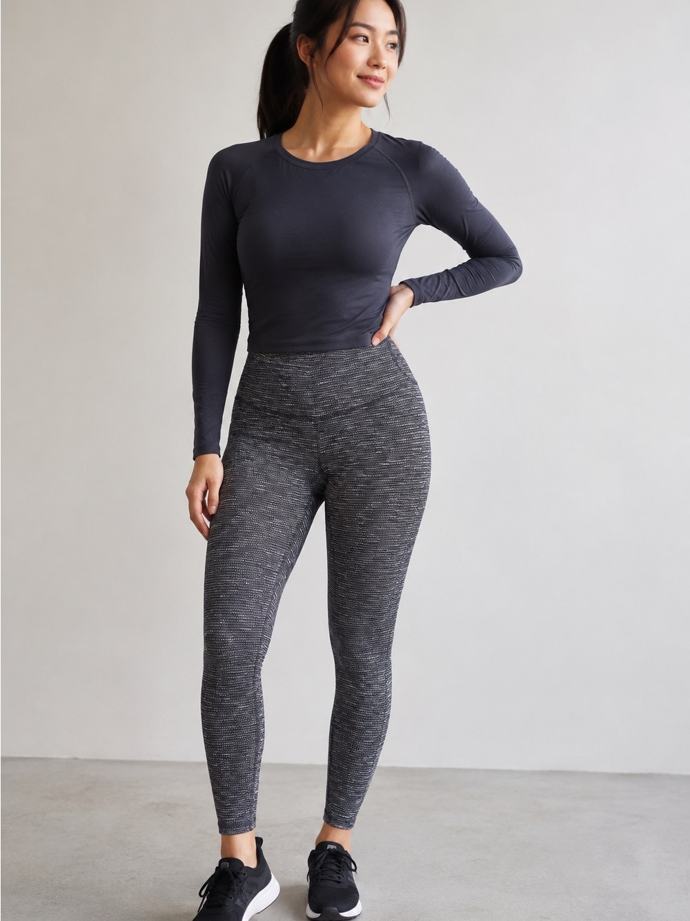 lululemon athletica Black Charcoal Heather High-Rise Leggings
